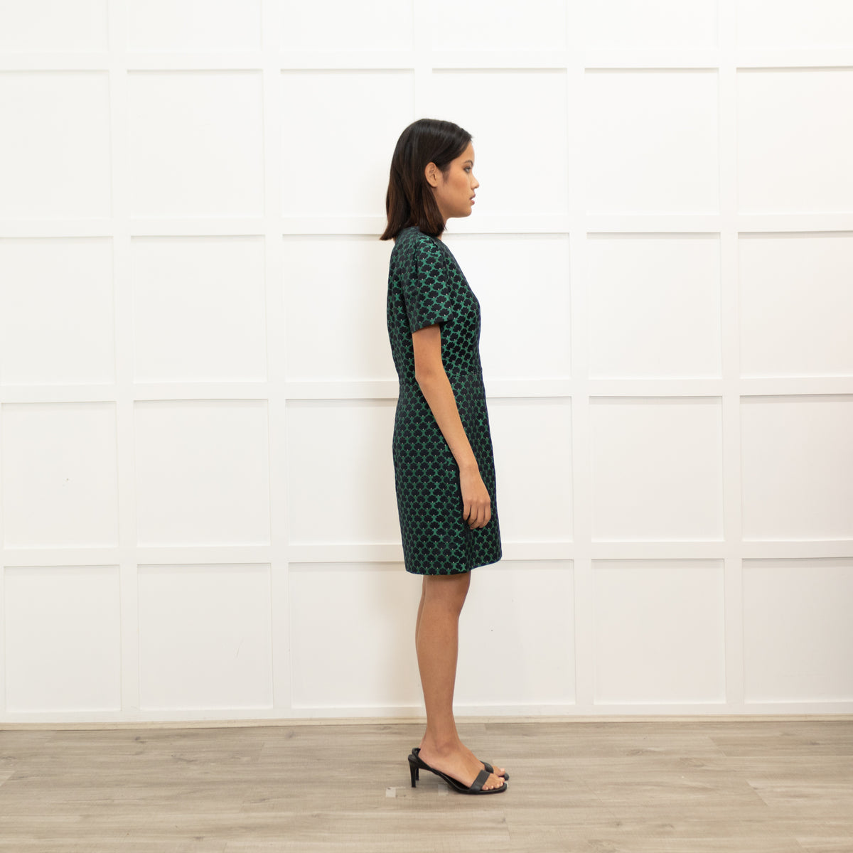 Mary Katrantzou Green Black Short Sleeve Dress
