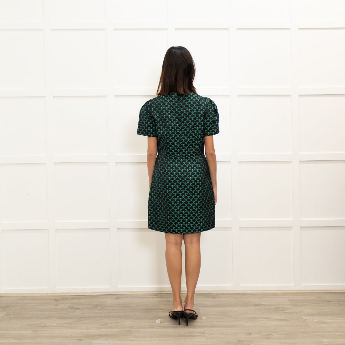 Mary Katrantzou Green Black Short Sleeve Dress