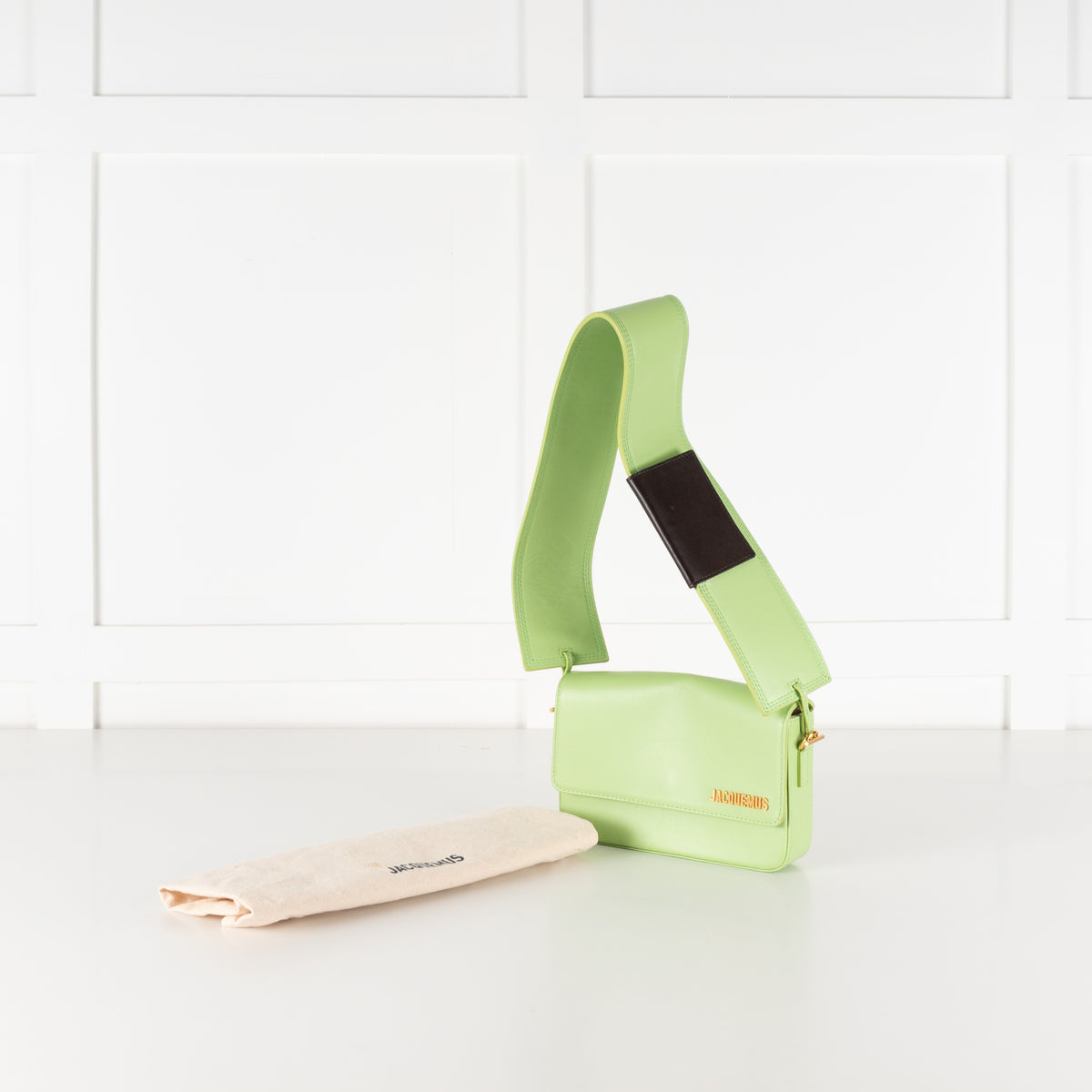 Jacquemus Lime Green Le Carinou Leather Shoulder Bag