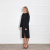Dries Van Noten Black Dress with Exaggerated Pipe Trim