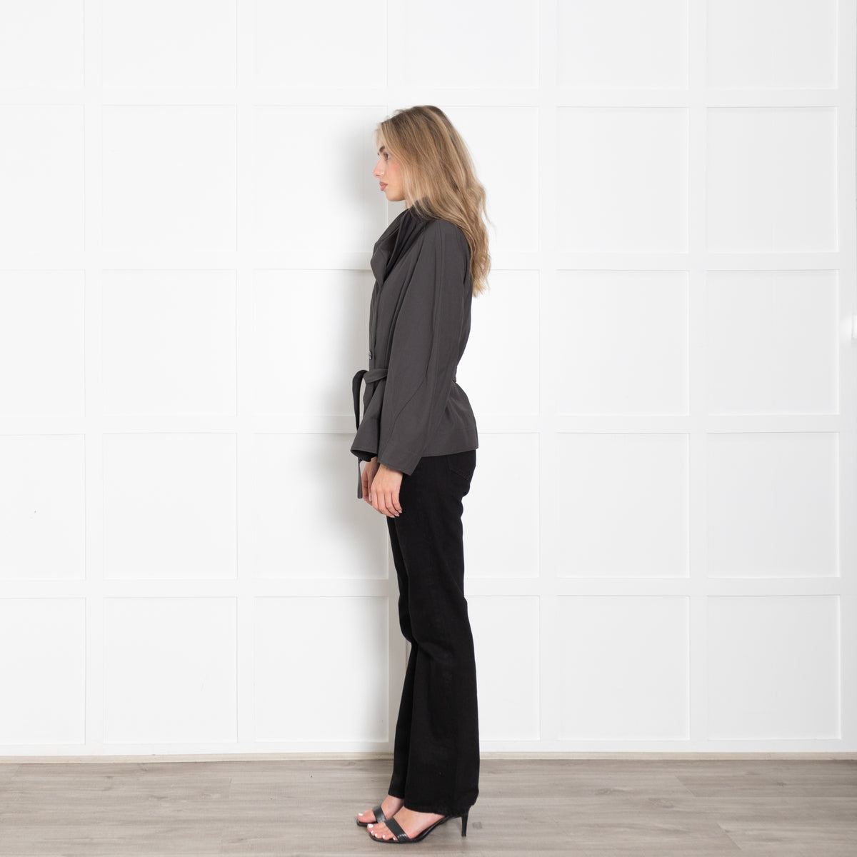 Soeur Grey Belted Drop Shoulder Jacket