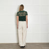 Self Portrait Green Guipure Gold Button Lace Top