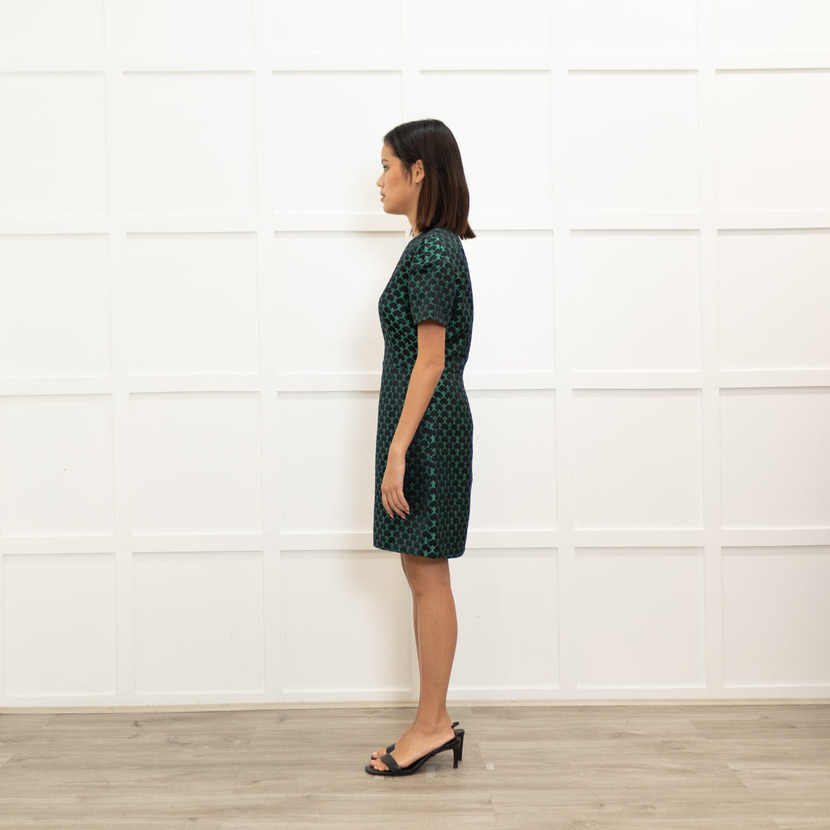 Mary Katrantzou Green Black Short Sleeve Dress