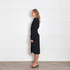 Dries Van Noten Black Dress with Exaggerated Pipe Trim