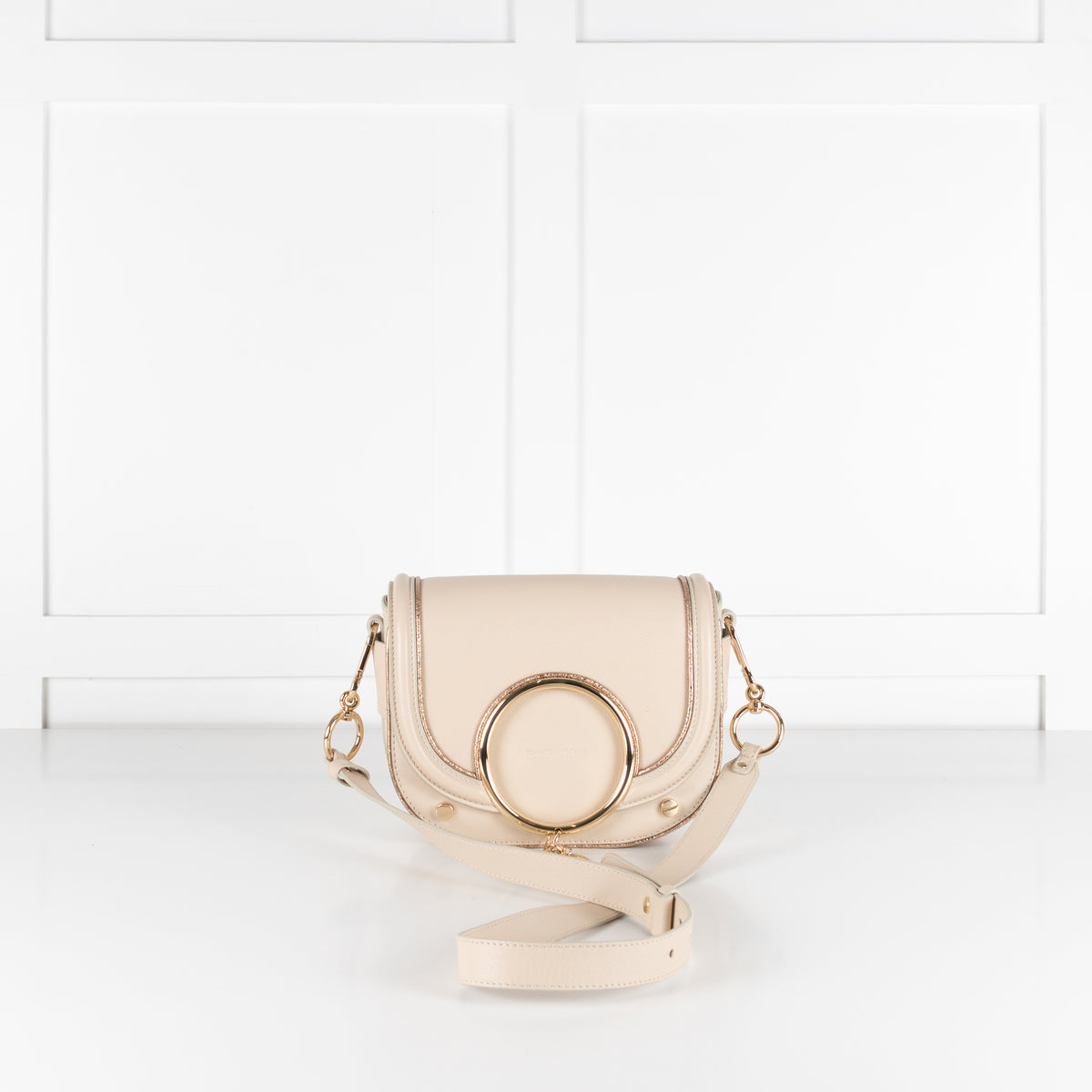 See By Chloe Beige Mara Crossbody With Gold Hardware