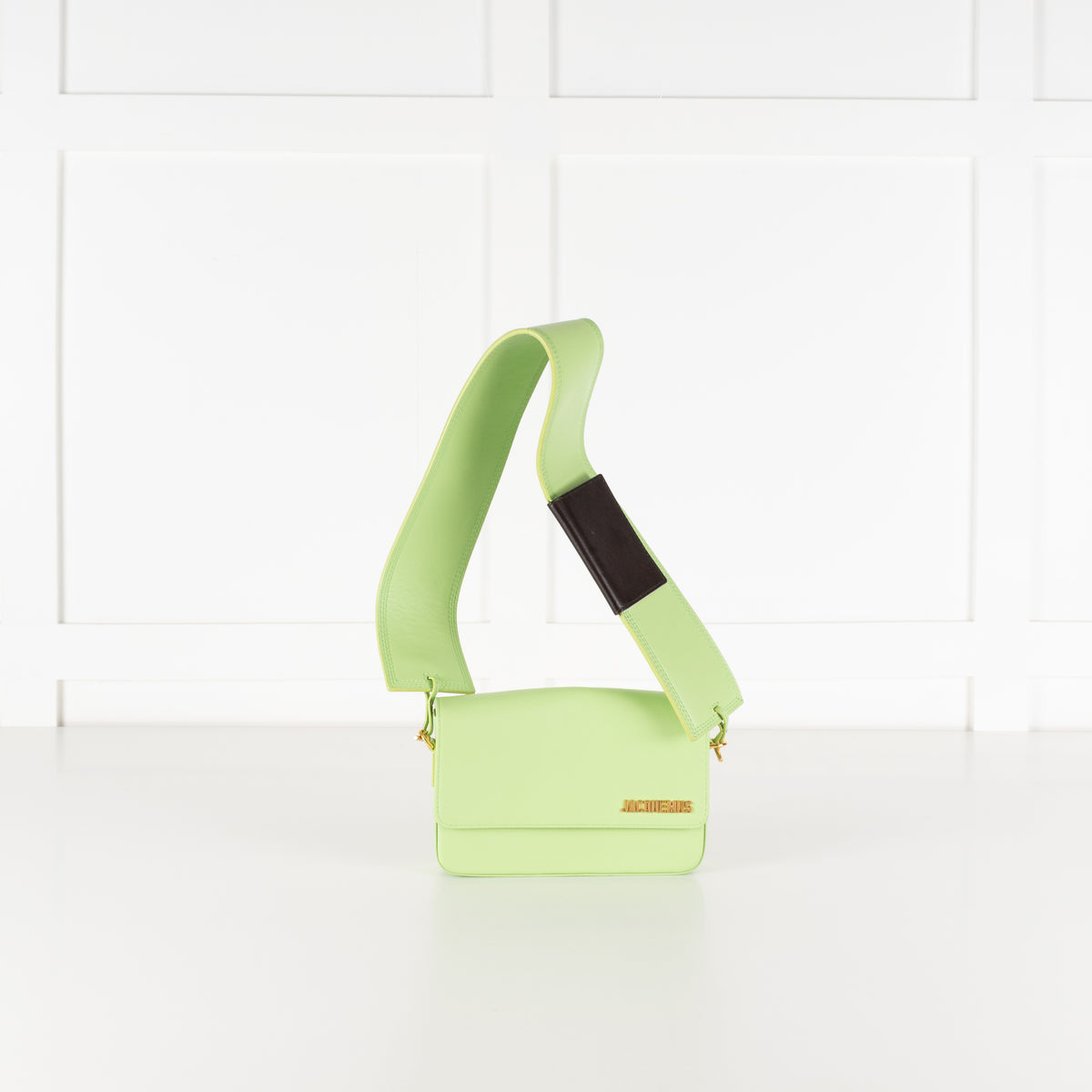 Jacquemus Lime Green Le Carinou Leather Shoulder Bag
