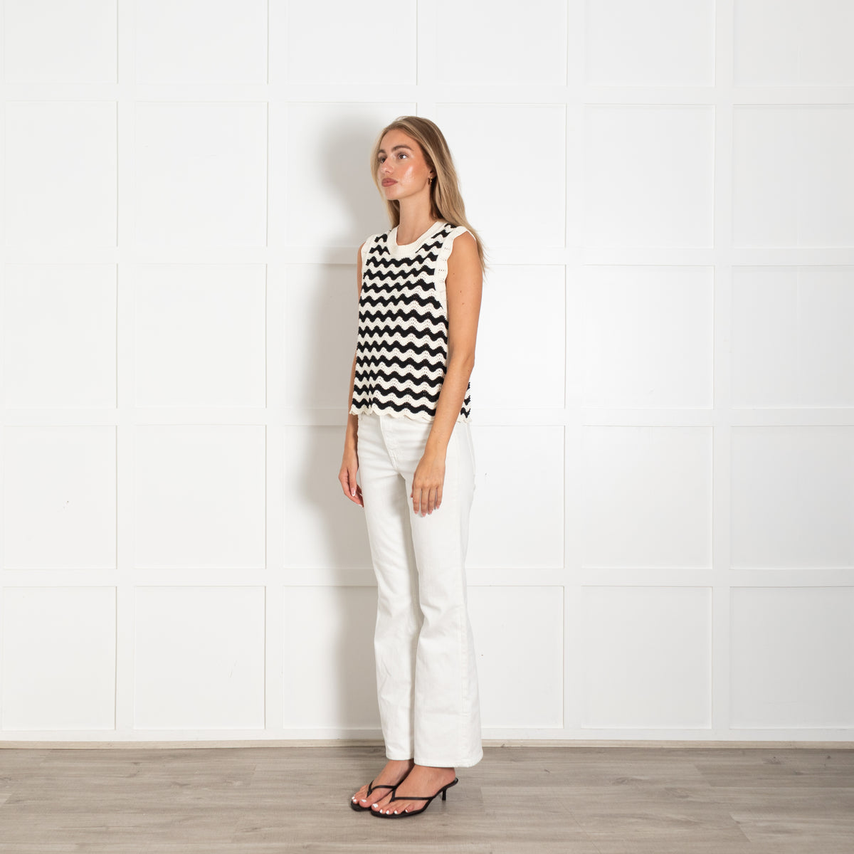 Me + Em Striped Scallop Knitted Vest
