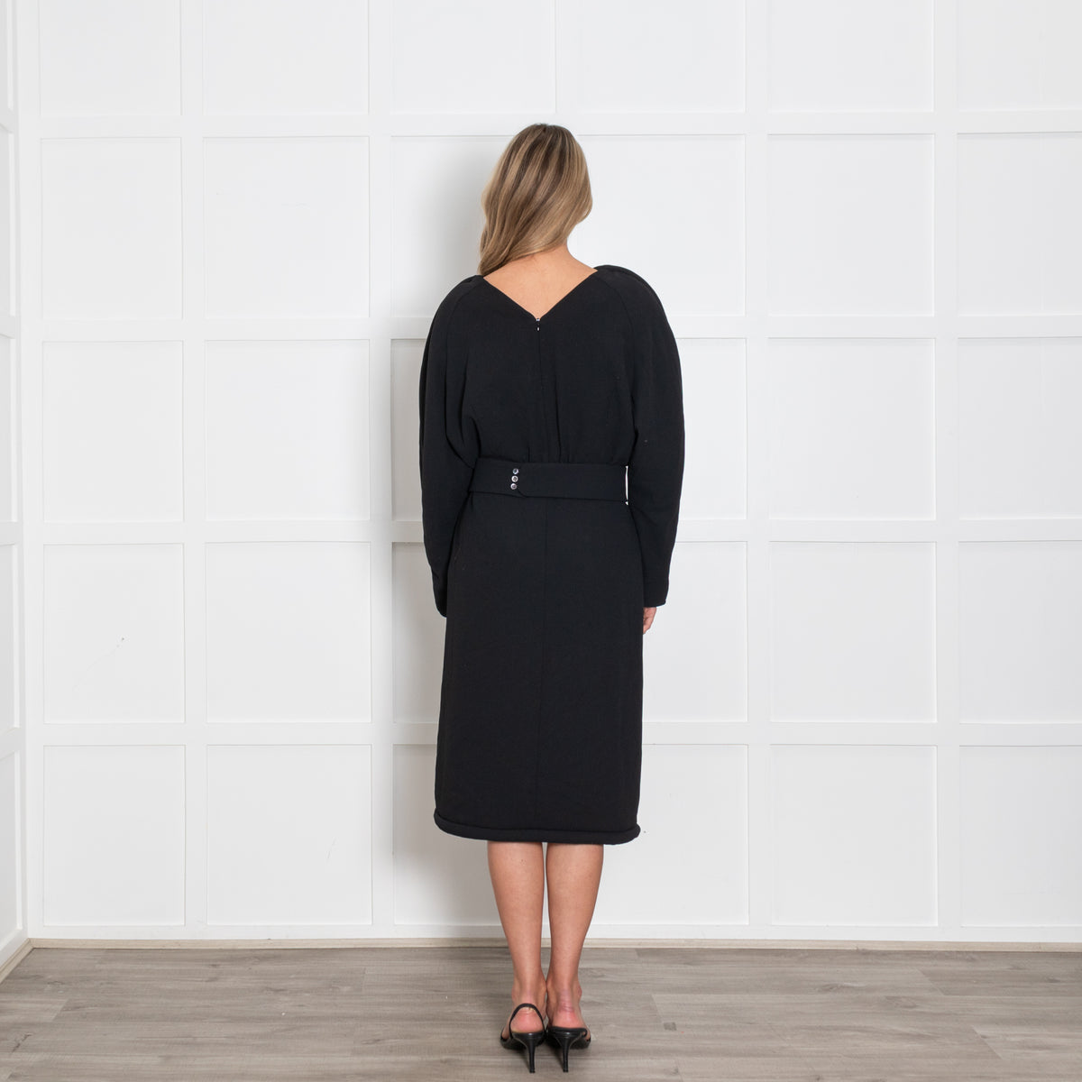 Dries Van Noten Black Dress with Exaggerated Pipe Trim