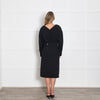 Dries Van Noten Black Dress with Exaggerated Pipe Trim