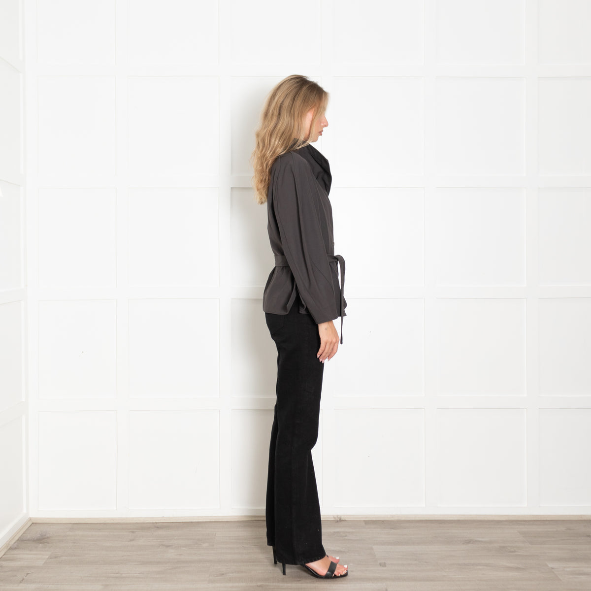 Soeur Grey Belted Drop Shoulder Jacket