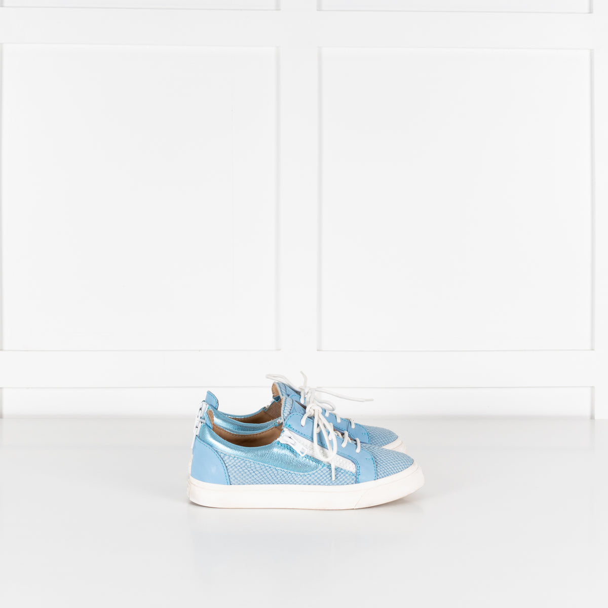 Giuseppe Zanotti Blue White Snake Skin Trainers