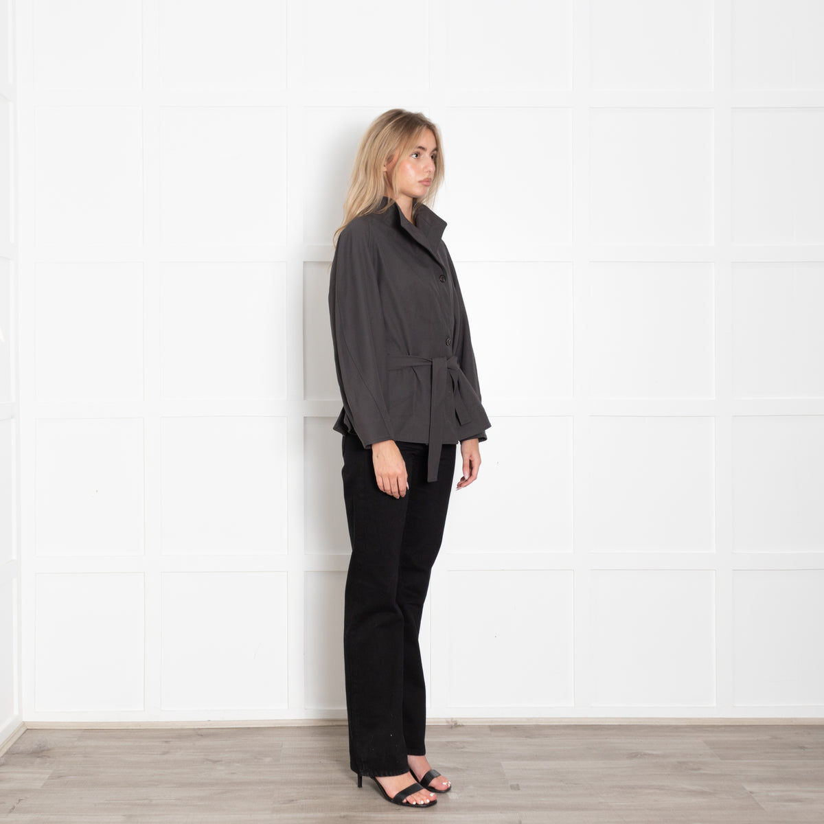 Soeur Grey Belted Drop Shoulder Jacket