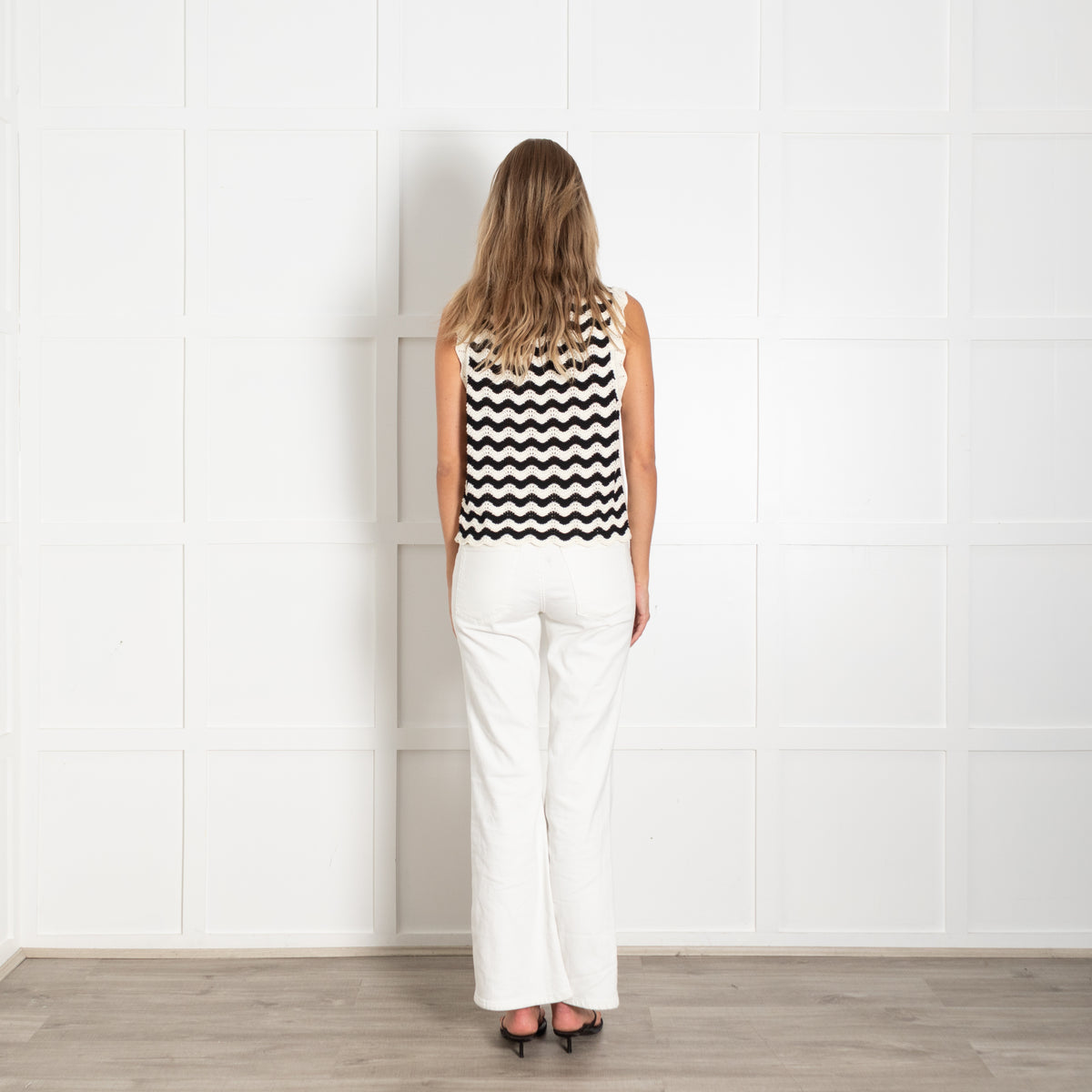Me + Em Striped Scallop Knitted Vest