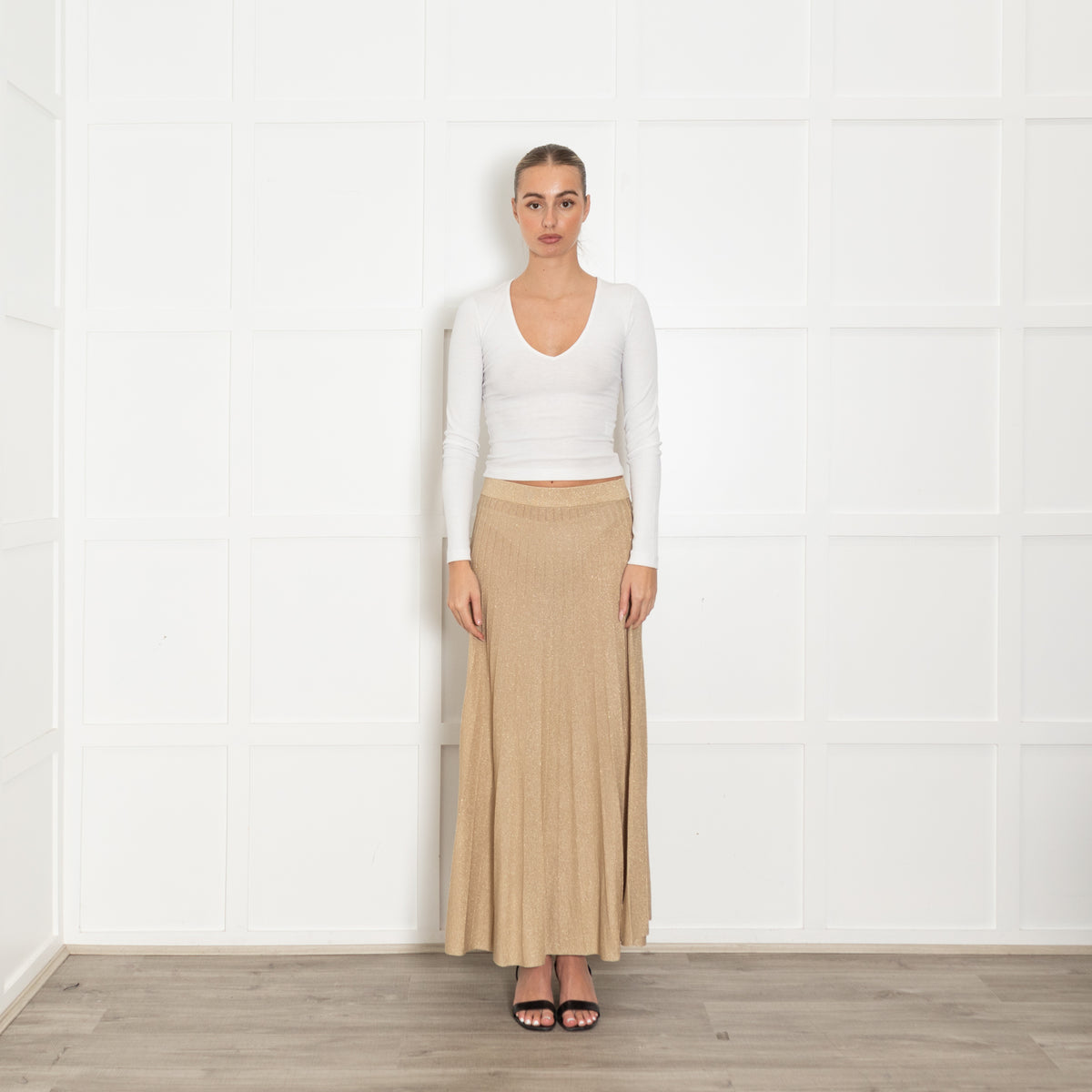 Ba&sh Gold Lurex Knit Skirt