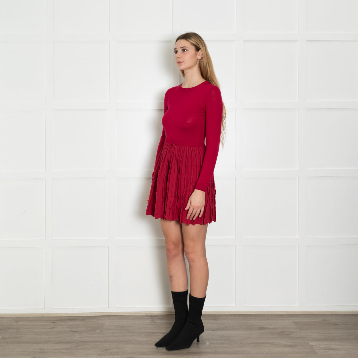 Red Valentino Red Knit Fit And Flare Dress