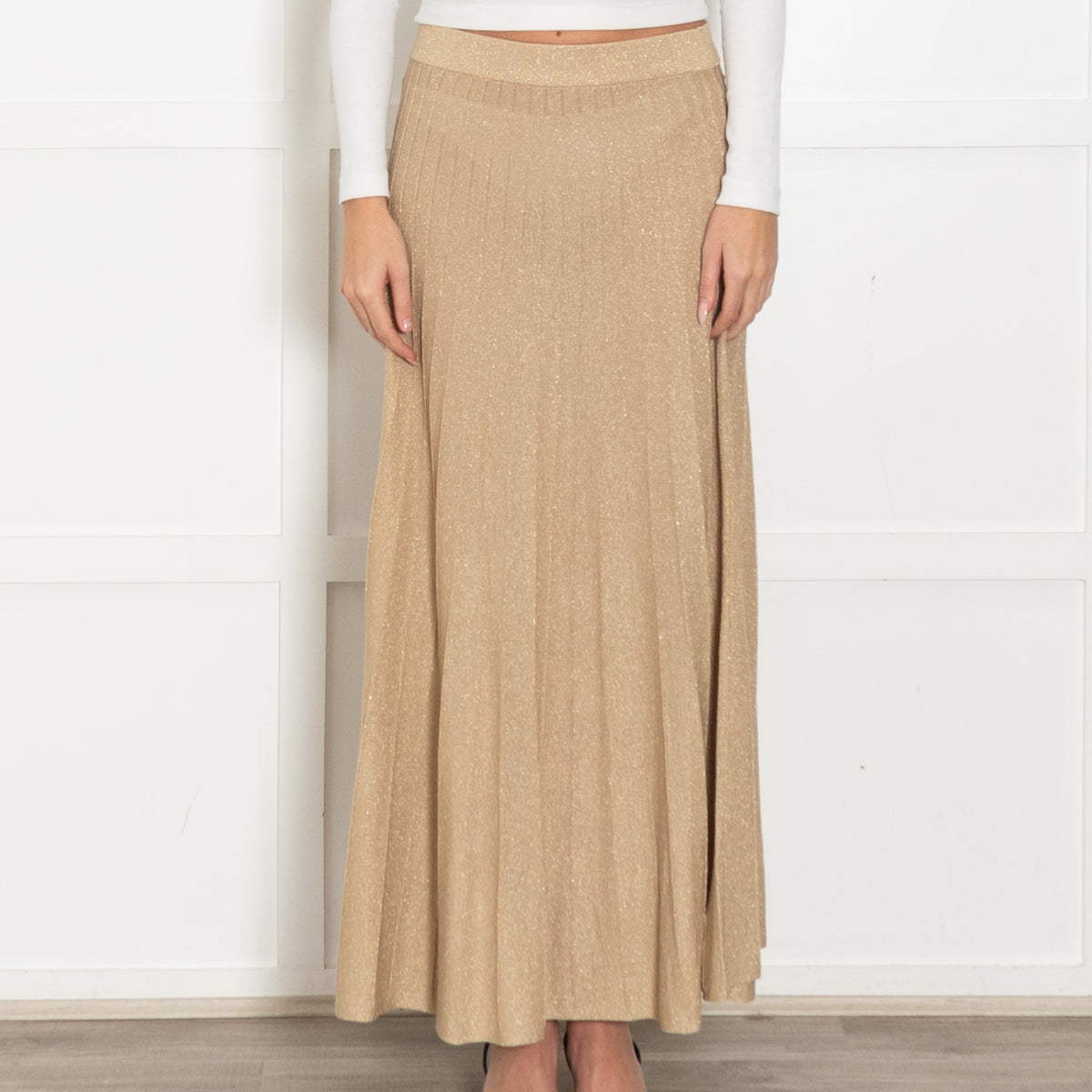 Ba&sh Gold Lurex Knit Skirt