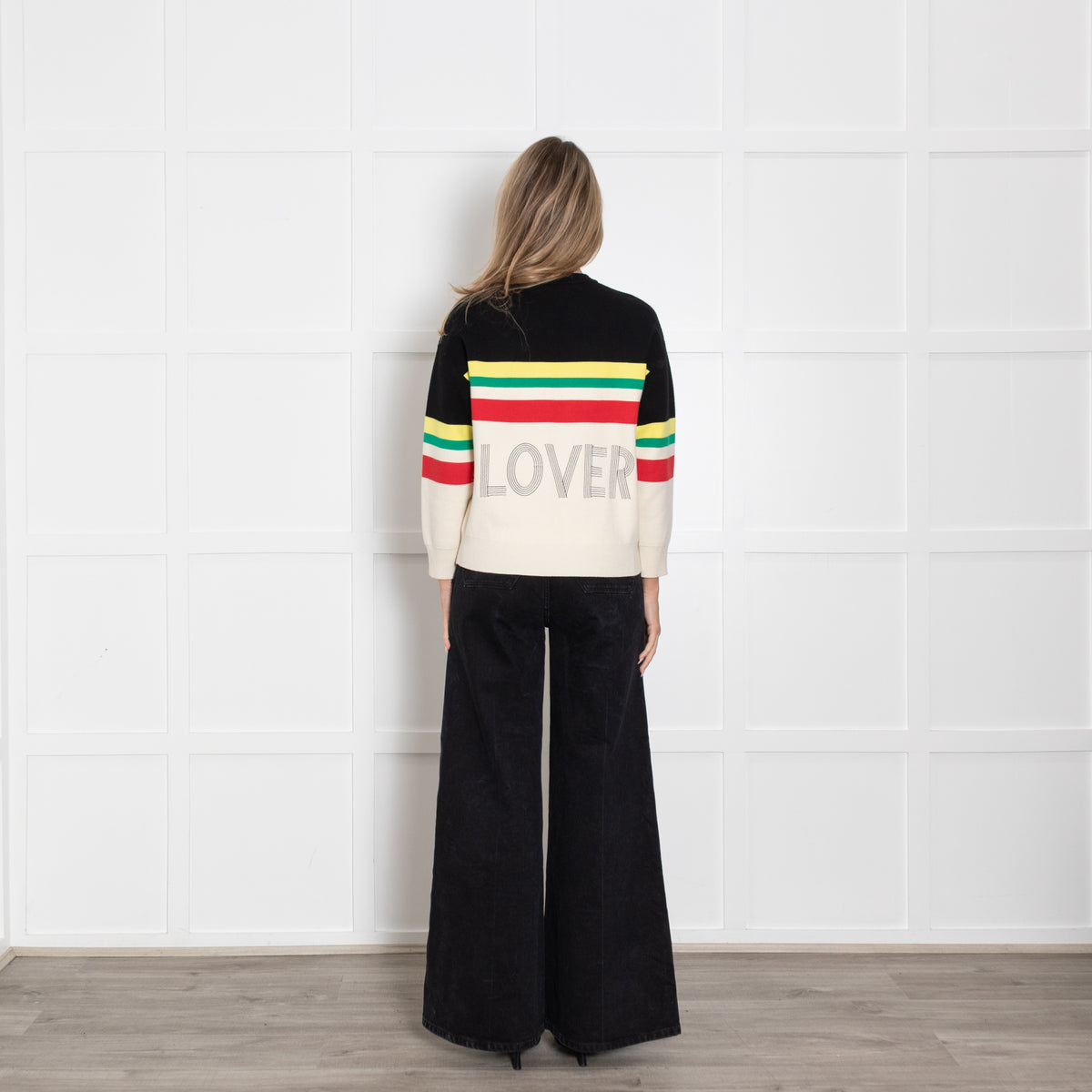 Sandro Cream and Black "WORLD LOVER" Slogan Jumper