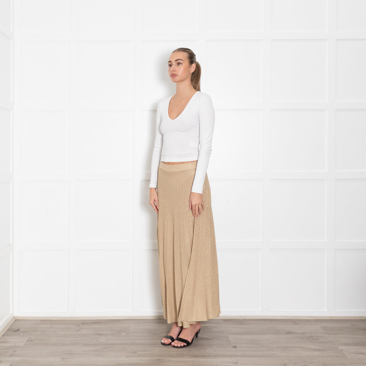 Ba&sh Gold Lurex Knit Skirt