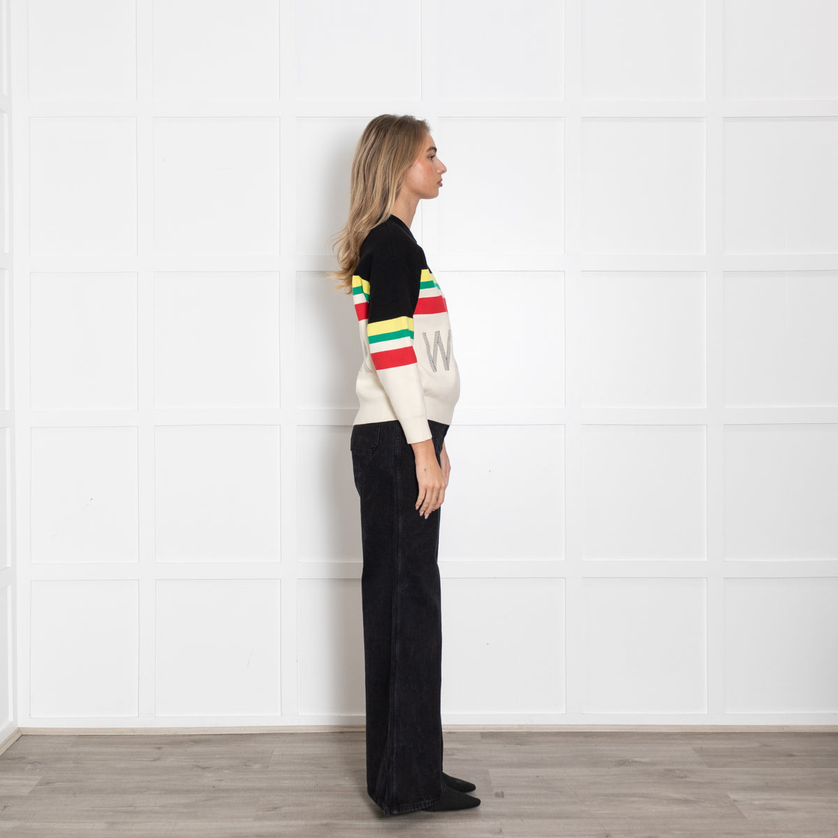 Sandro Cream and Black "WORLD LOVER" Slogan Jumper