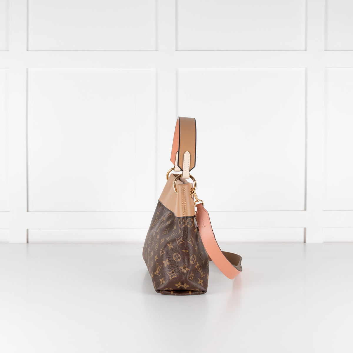 Louis Vuitton Pink Brown Coated Canvas Leather Tuileries Hobo Bag