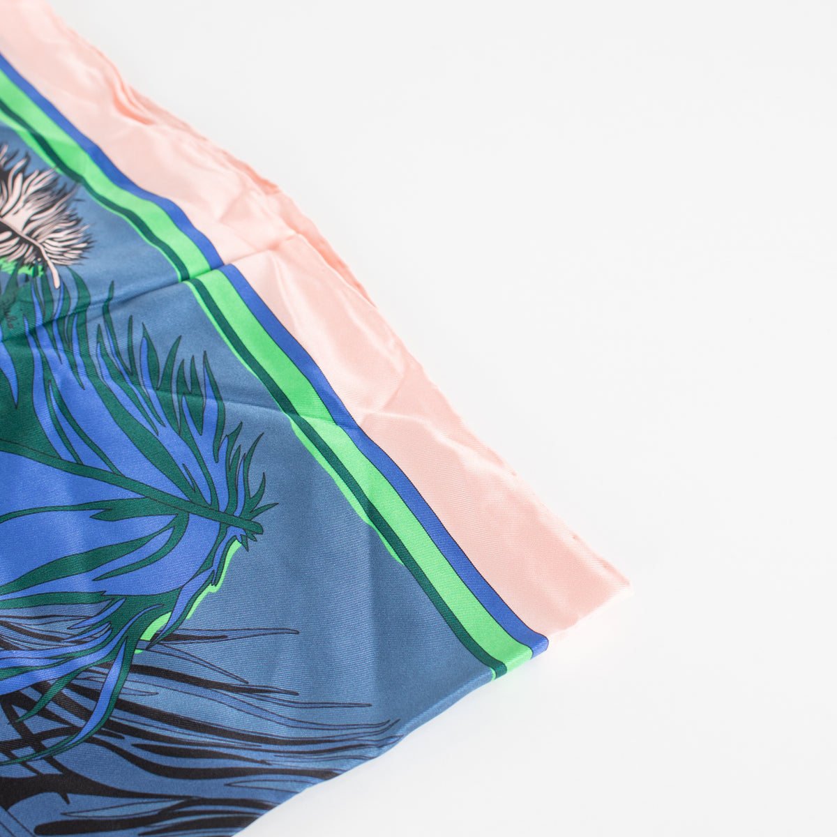 Emilio Pucci Blue and Pink Feather Print Scarf