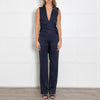 Galvan Navy Drape Waist Jumpsuit