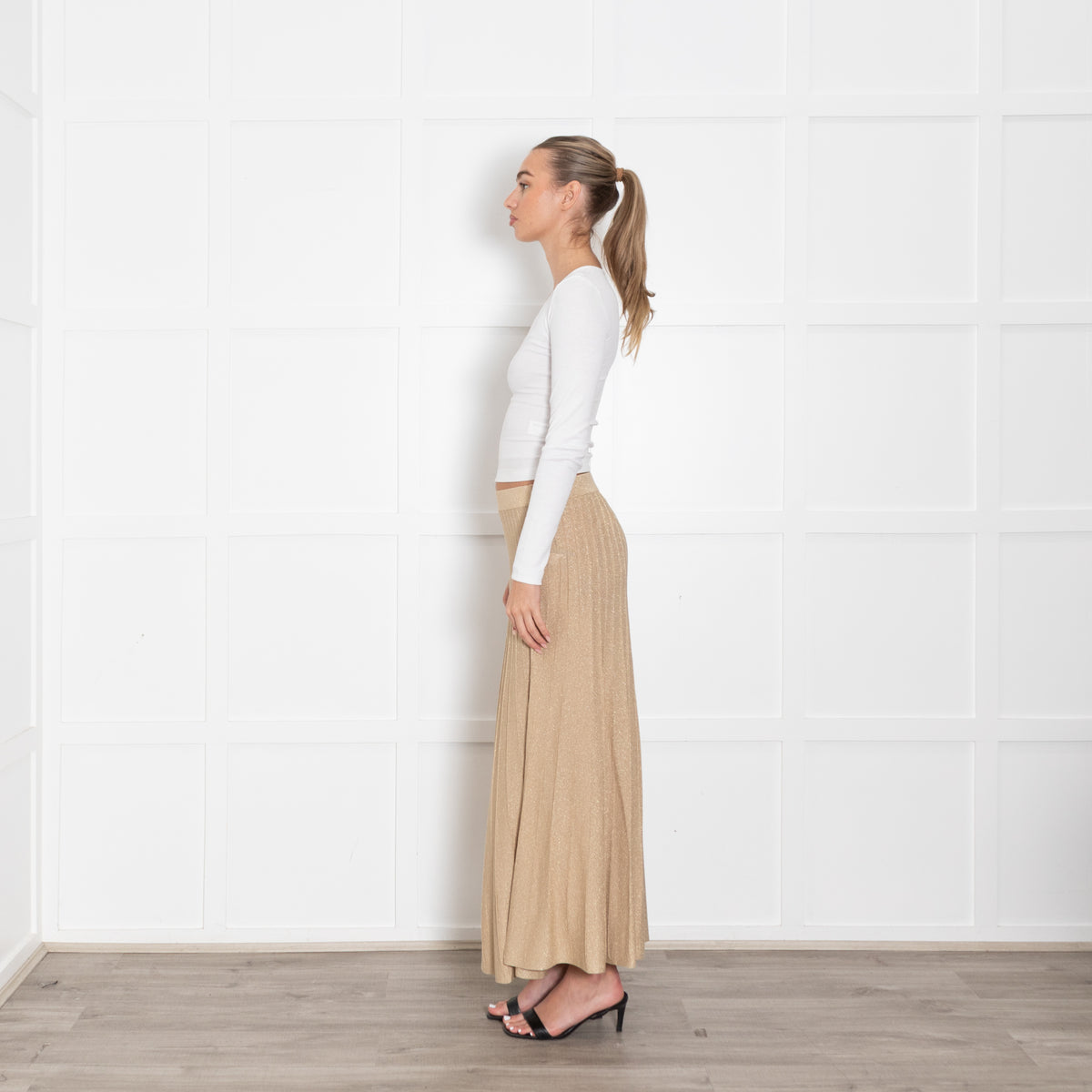 Ba&sh Gold Lurex Knit Skirt