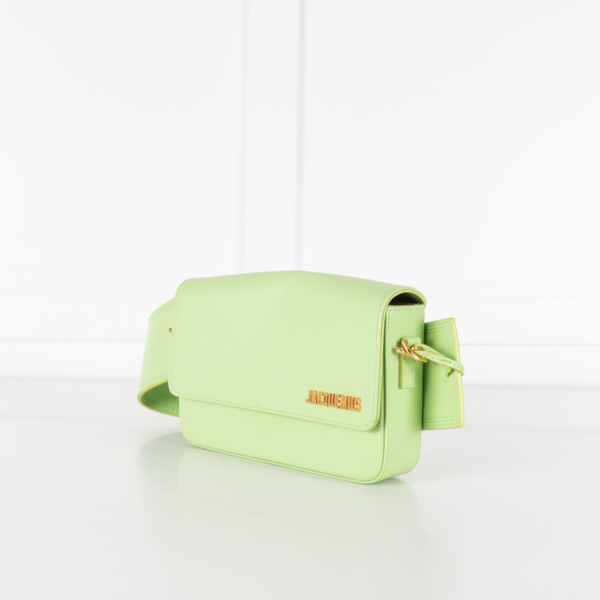 Jacquemus Lime Green Le Carinou Leather Shoulder Bag