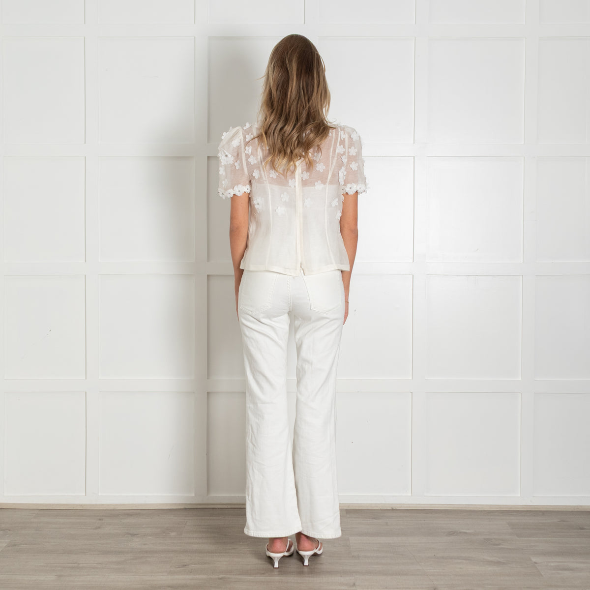 Zimmermann Cream Flower Embellished Short Sleeve Top With Vest