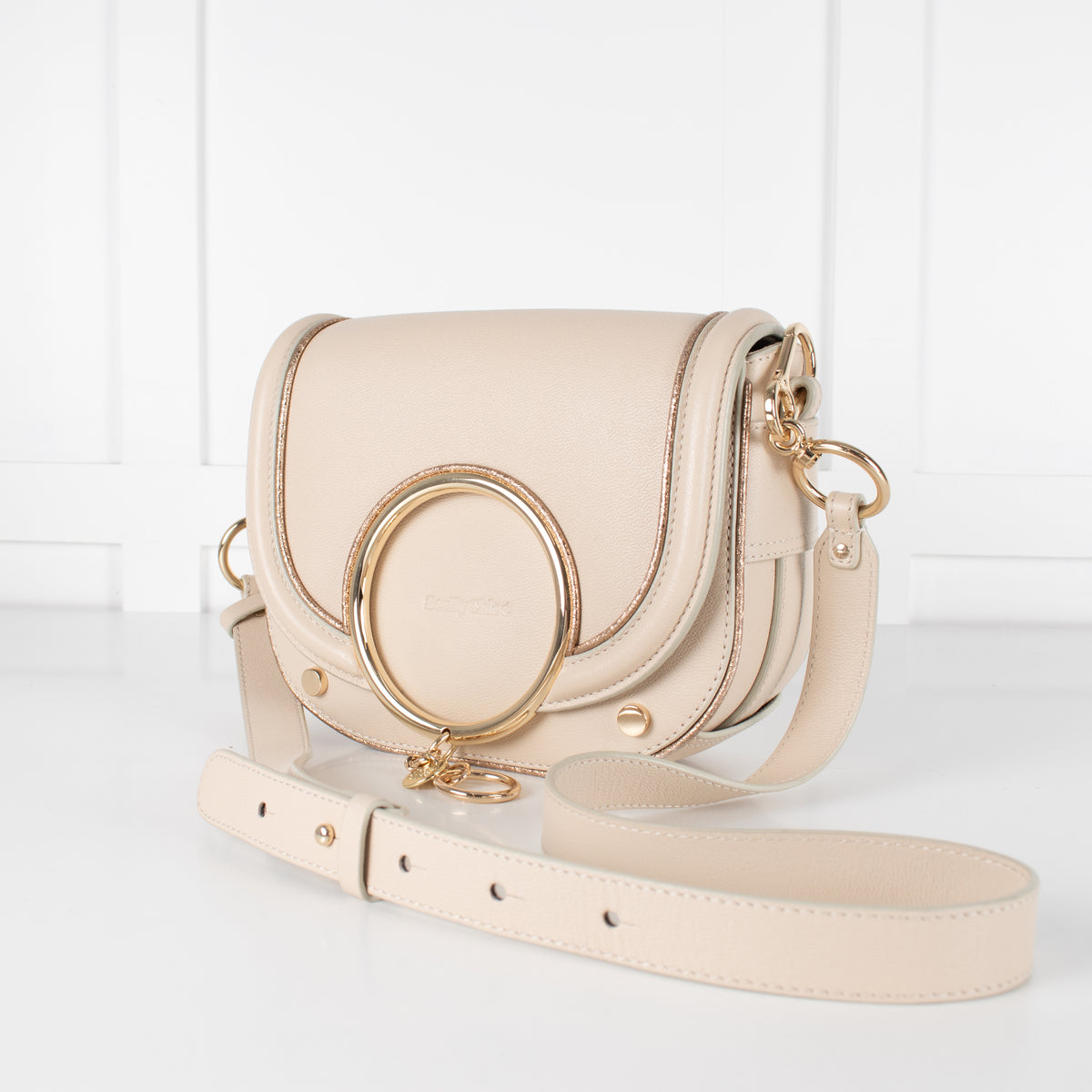 See By Chloe Beige Mara Crossbody With Gold Hardware
