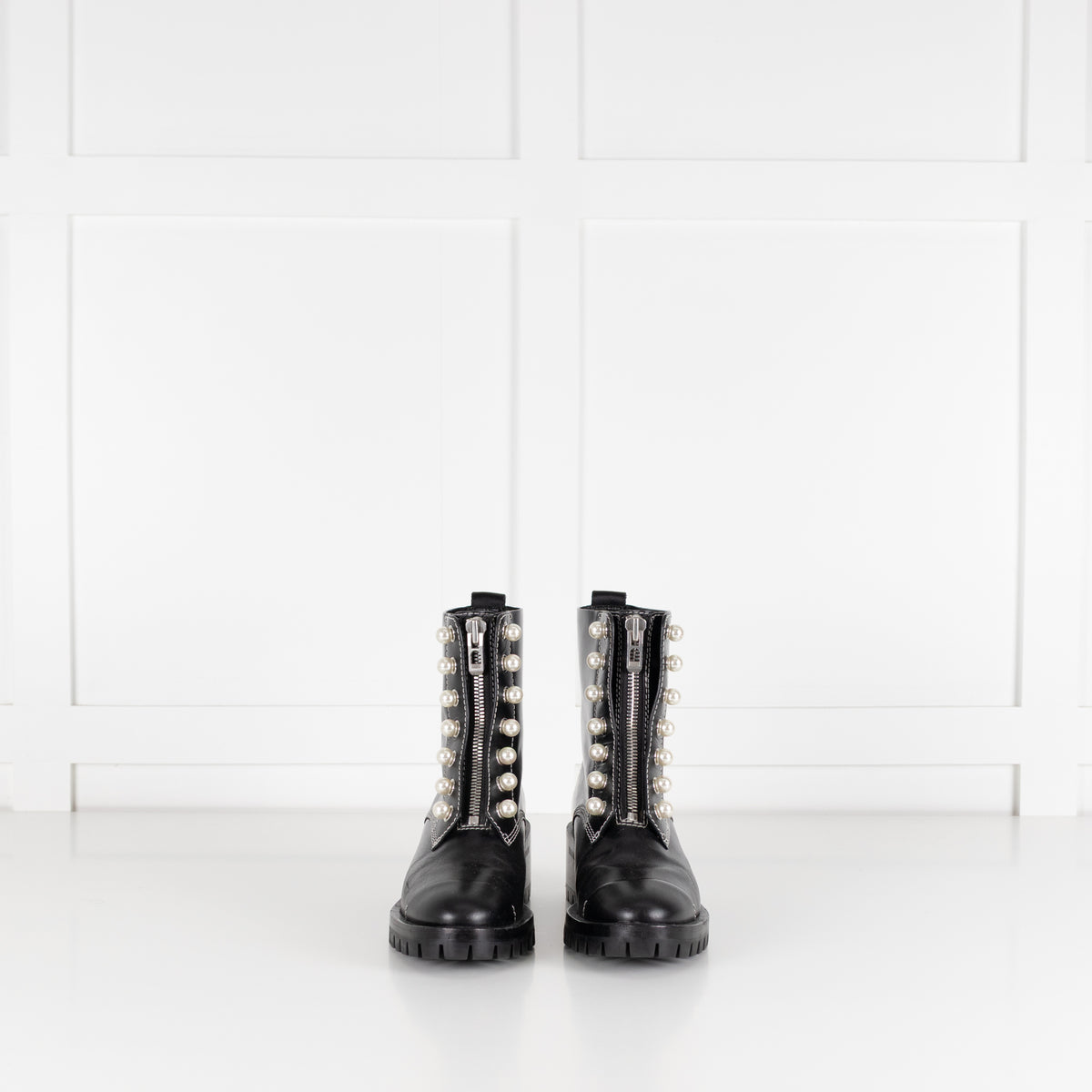3.1 Phillip Lim Hayett Lug Sole Zipper Boot With Faux Pearl Embellishments