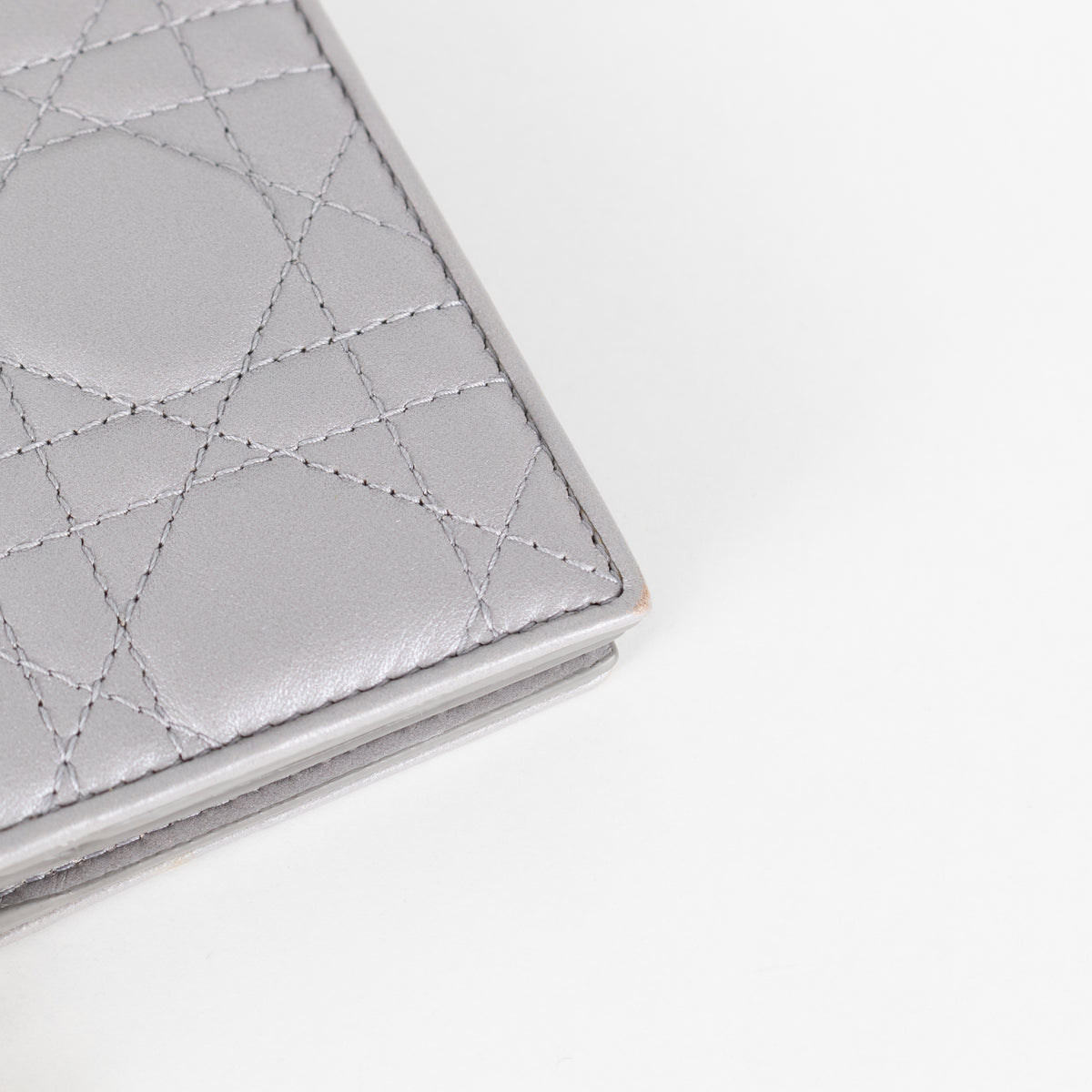 Christian Dior Silver Cannage Fold Wallet