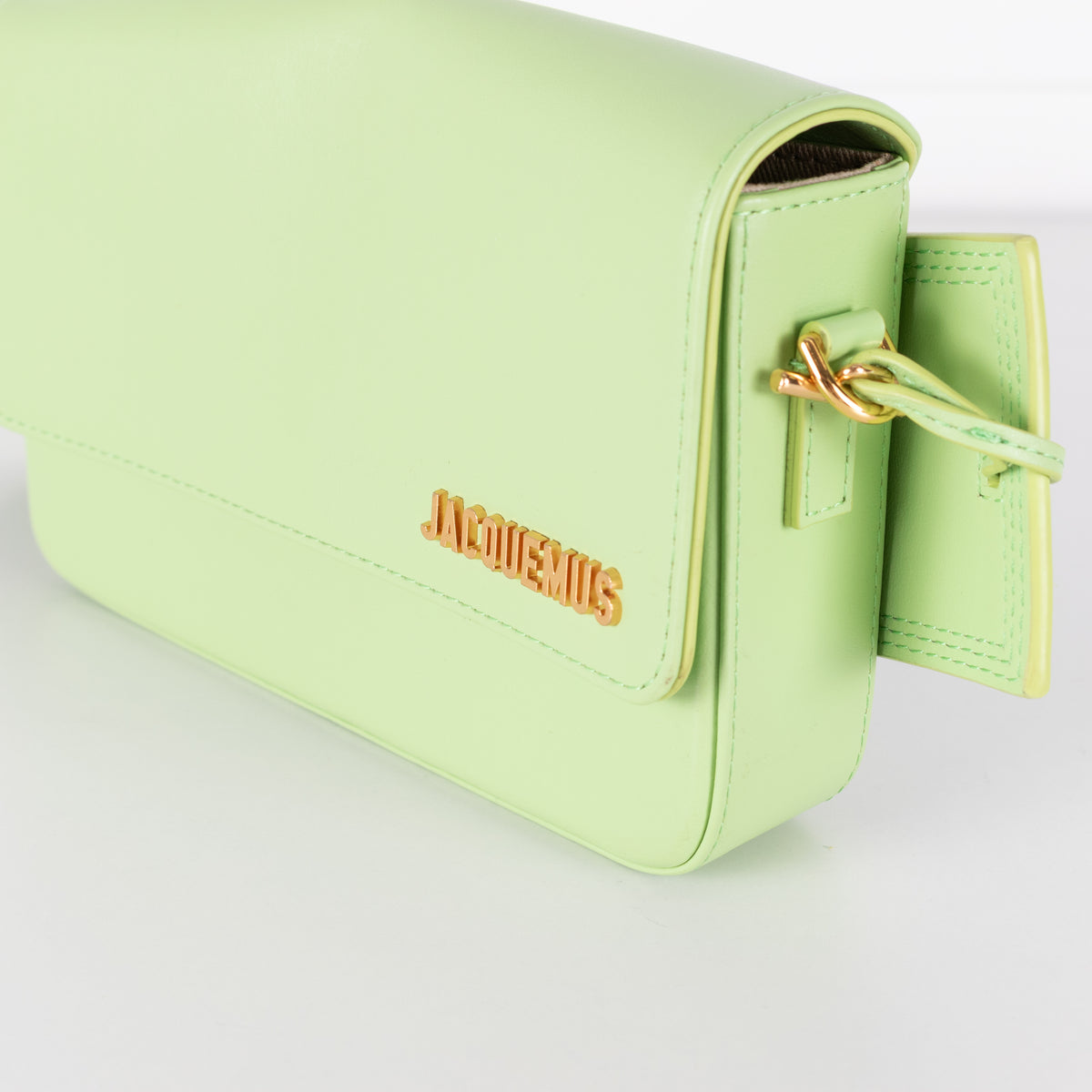 Jacquemus Lime Green Le Carinou Leather Shoulder Bag