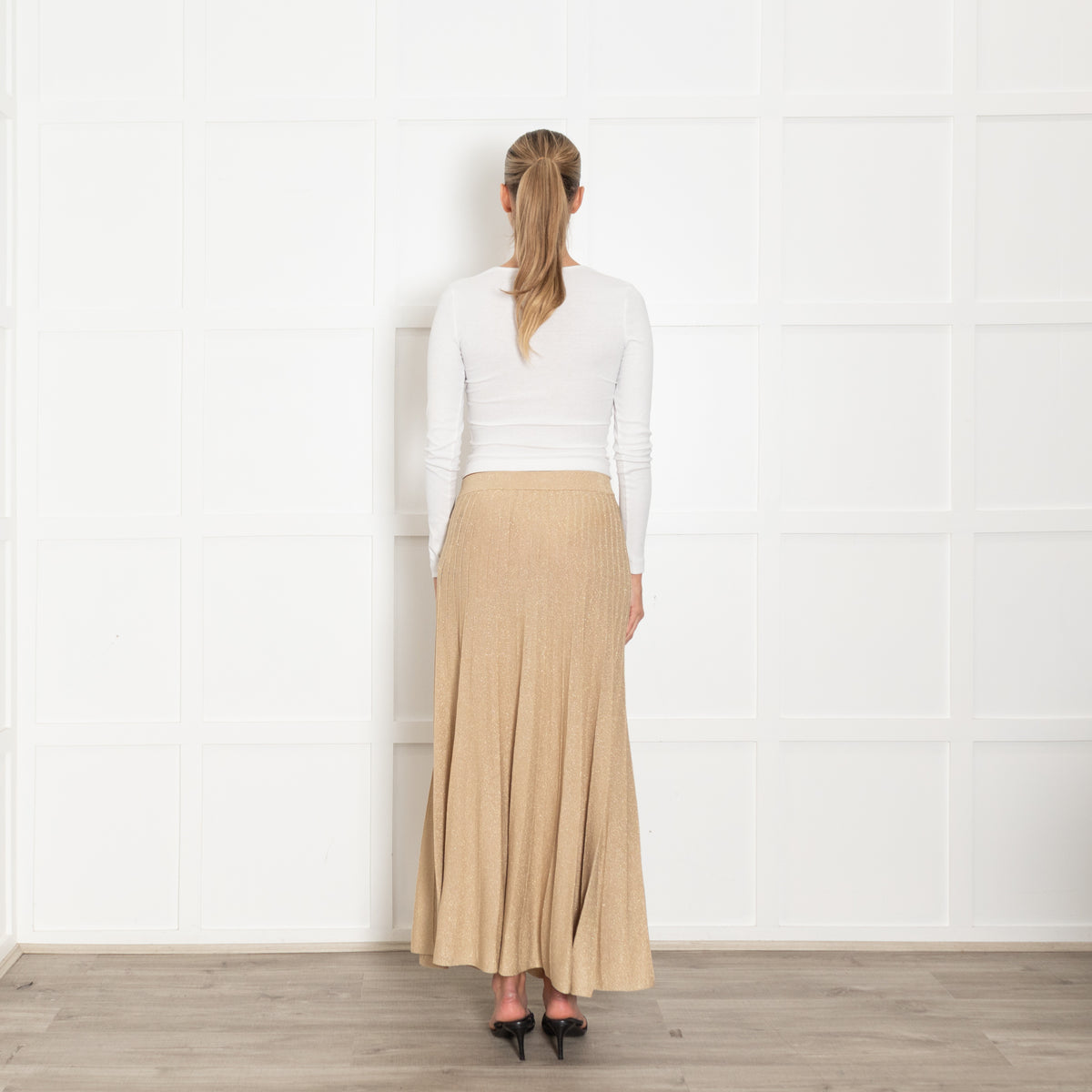 Ba&sh Gold Lurex Knit Skirt