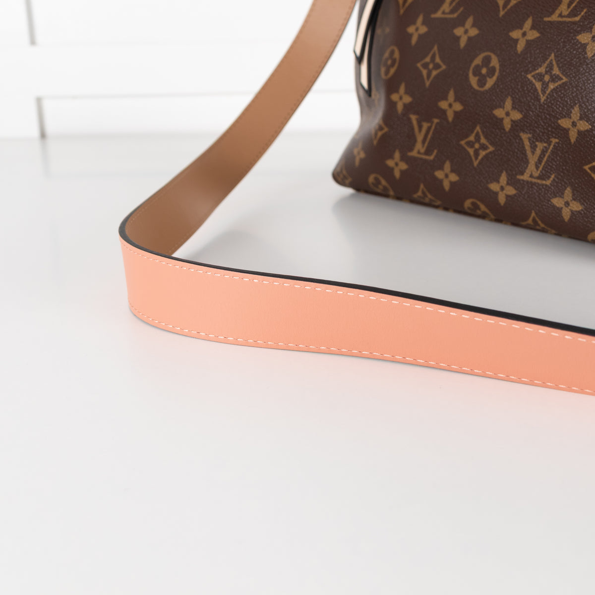 Louis Vuitton Pink Brown Coated Canvas Leather Tuileries Hobo Bag