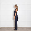 Galvan Navy Drape Waist Jumpsuit