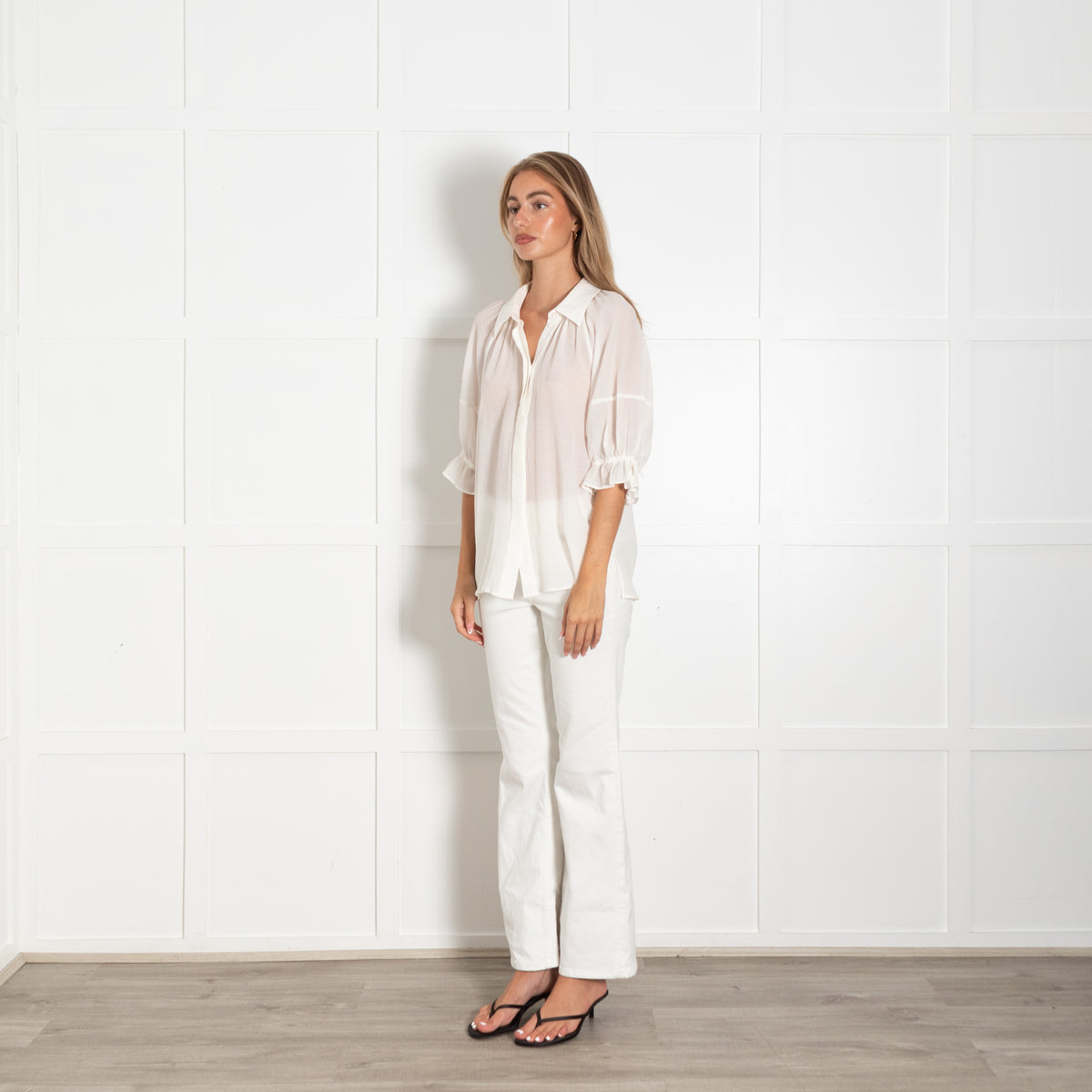 Day Birger Mikkelsen Cream Textured Short Sleeve Blouse