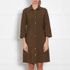 Antonelli Khaki 3/4 Sleeve Buttoned Up Dress