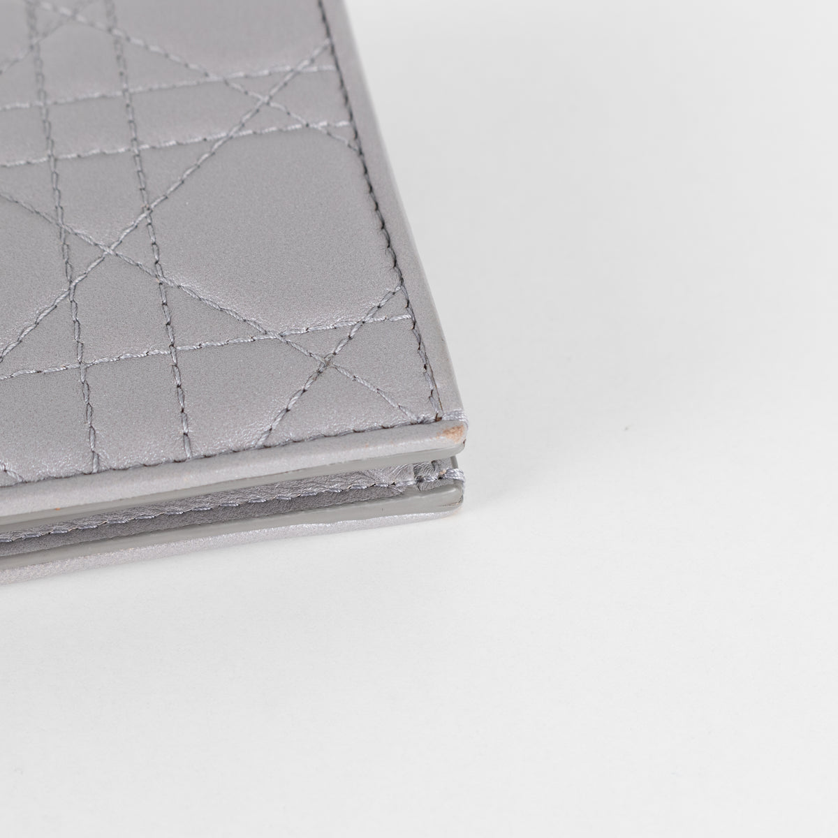 Christian Dior Silver Cannage Fold Wallet