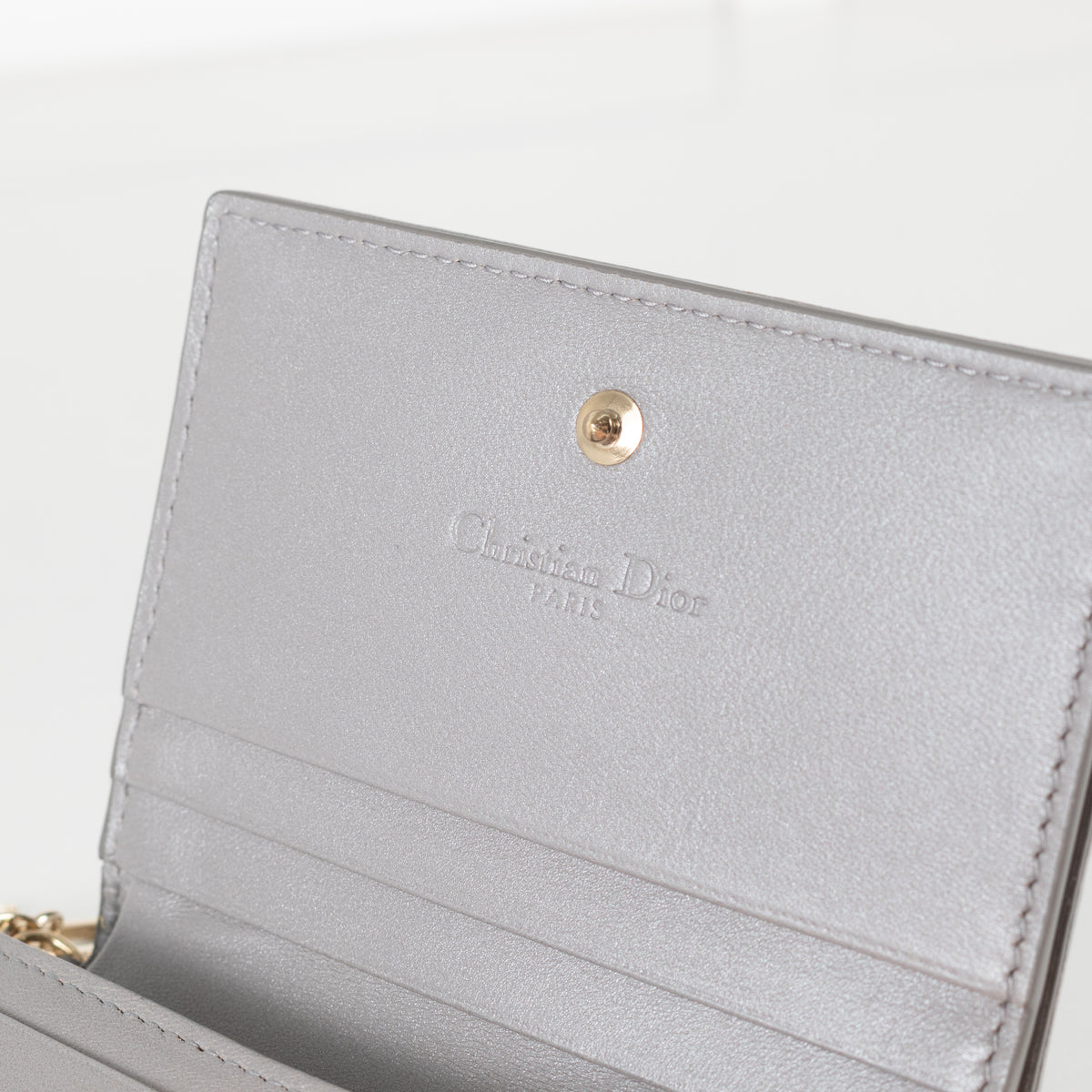 Christian Dior Silver Cannage Fold Wallet