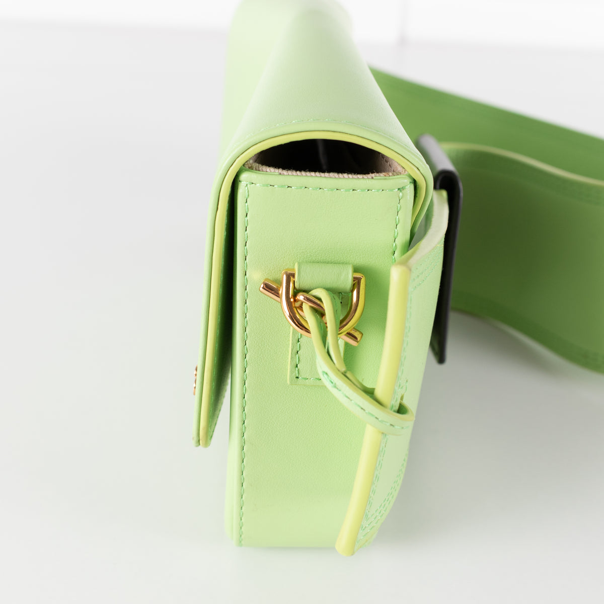 Jacquemus Lime Green Le Carinou Leather Shoulder Bag