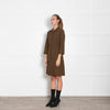 Antonelli Khaki 3/4 Sleeve Buttoned Up Dress