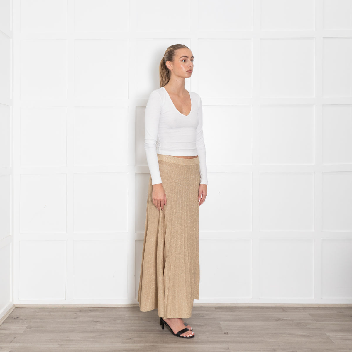 Ba&sh Gold Lurex Knit Skirt