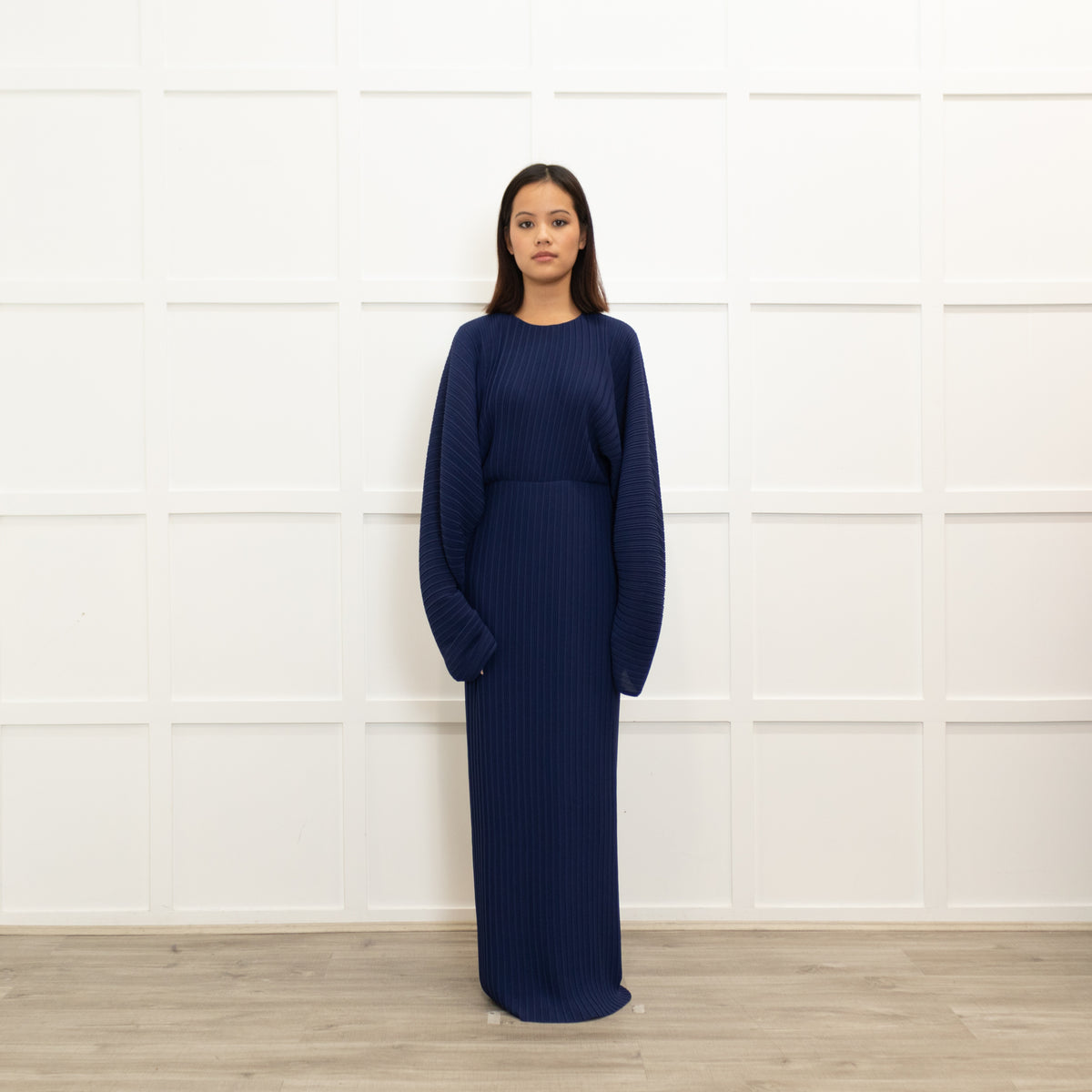 Solace London Blue Pleated Long Sleeve Dress