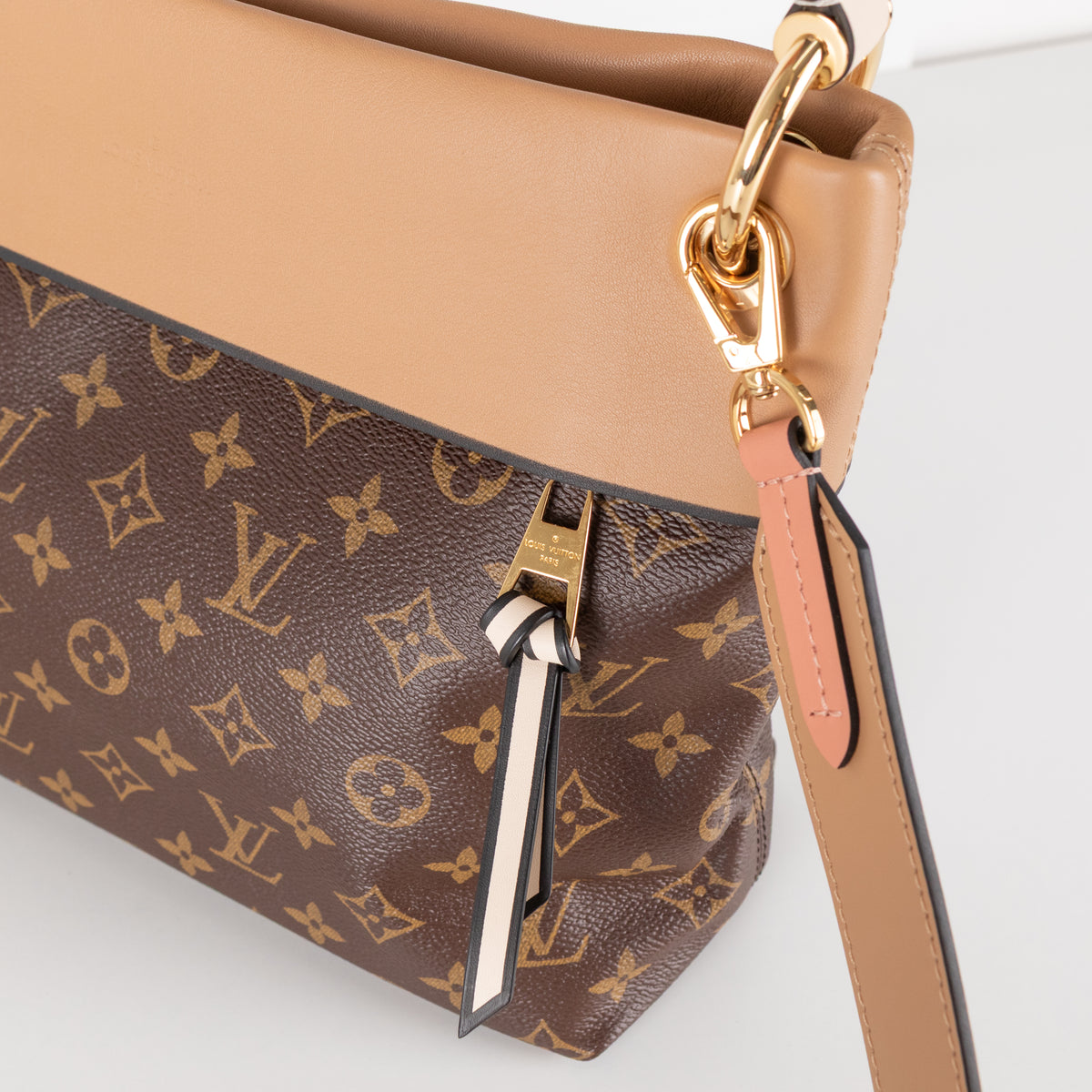 Louis Vuitton Pink Brown Coated Canvas Leather Tuileries Hobo Bag