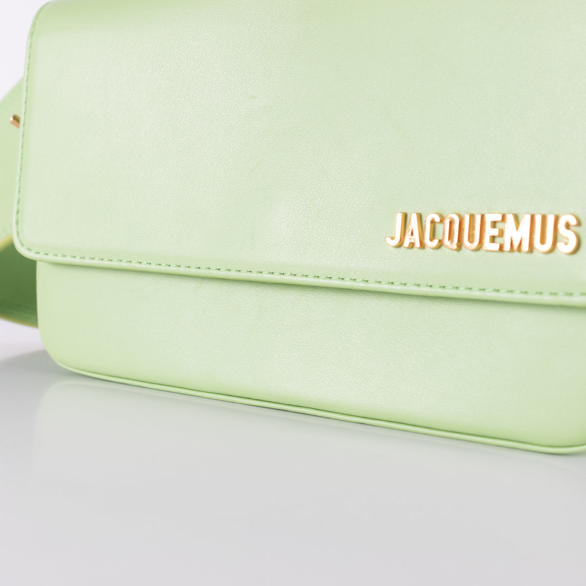 Jacquemus Lime Green Le Carinou Leather Shoulder Bag