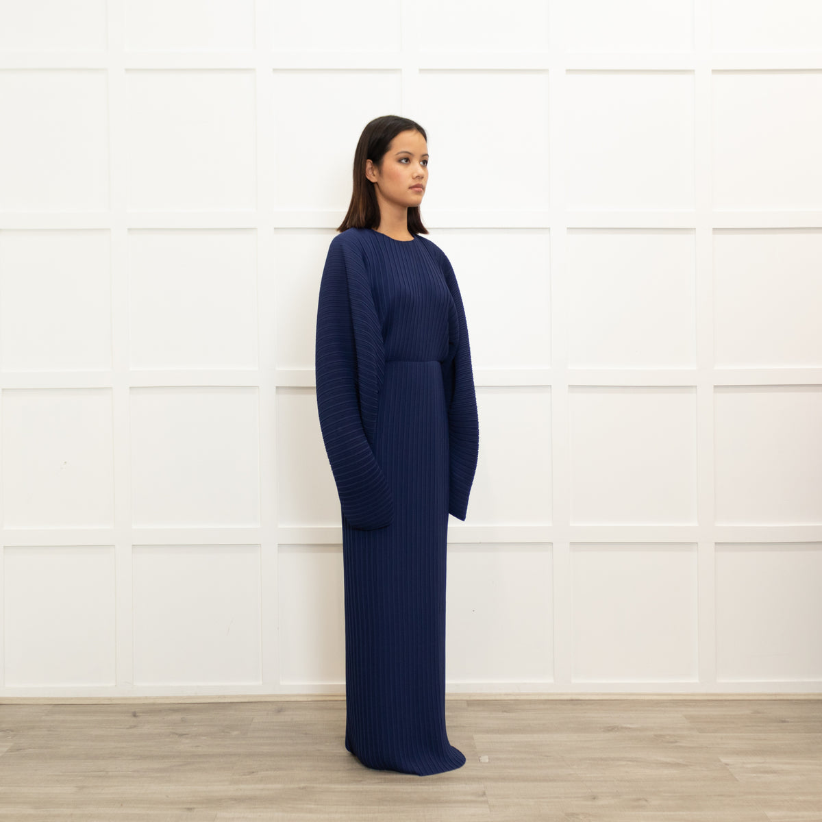 Solace London Blue Pleated Long Sleeve Dress