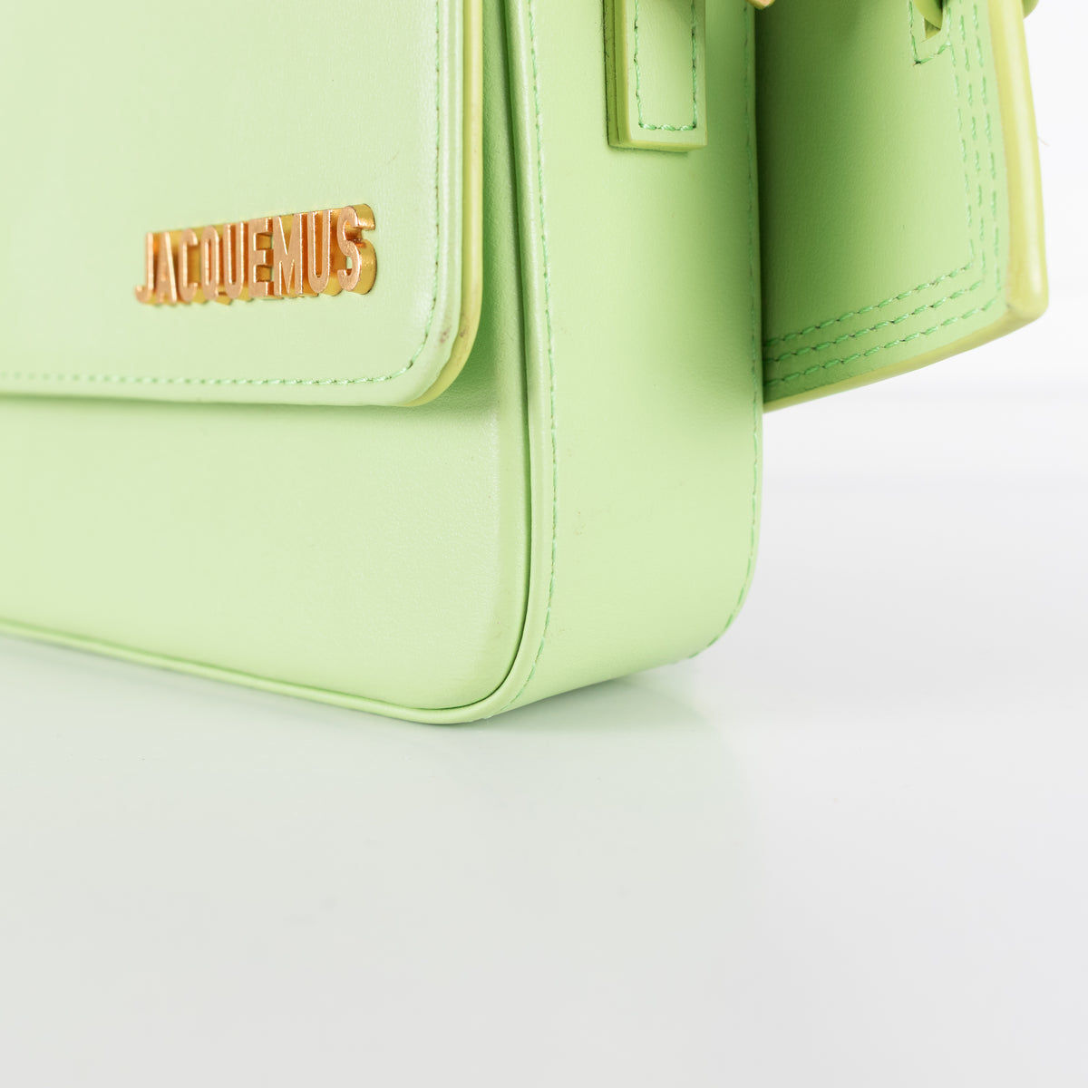 Jacquemus Lime Green Le Carinou Leather Shoulder Bag
