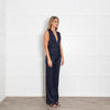 Galvan Navy Drape Waist Jumpsuit