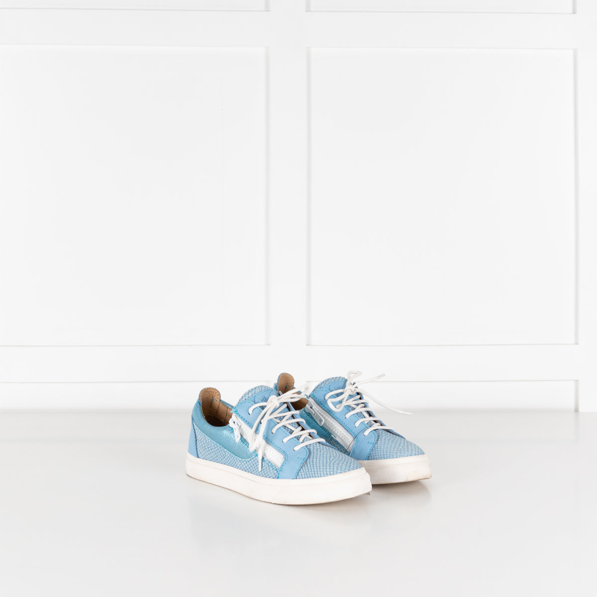 Giuseppe Zanotti Blue White Snake Skin Trainers